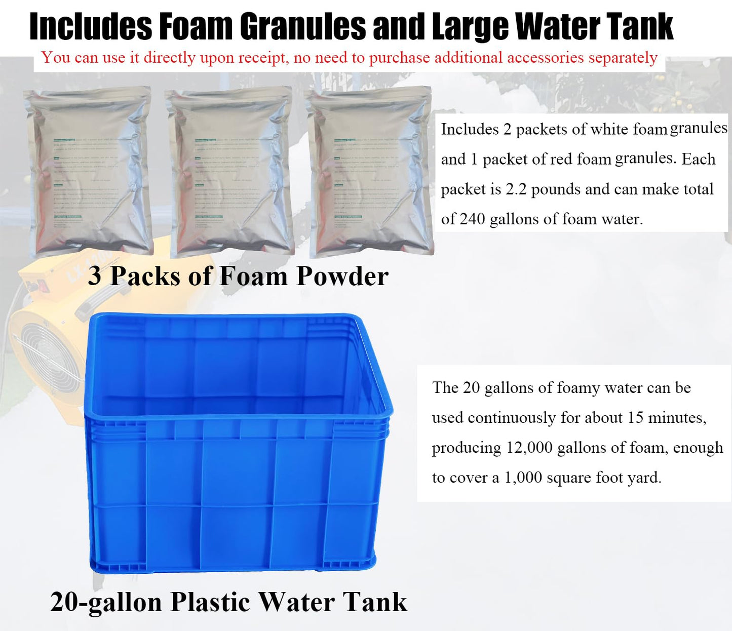 LANGXUN 2025 Upgrade Foam Machine for Party, 1200W High Power Foam Cannon Bubble Machine, Outdoor Summer Pool Party Water Toys for Adults & Kids, Birthdays Celebrations and Backyard Events