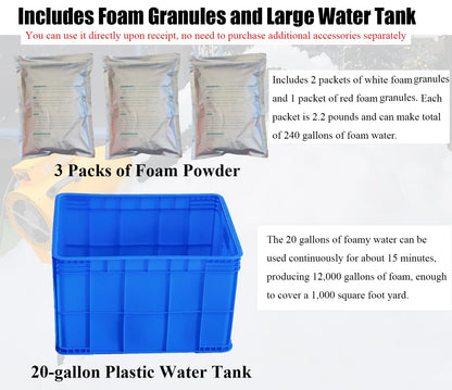 LANGXUN 2025 Upgrade Foam Machine for Party, 1200W High Power Foam Cannon Bubble Machine, Outdoor Summer Pool Party Water Toys for Adults & Kids, Birthdays Celebrations and Backyard Events