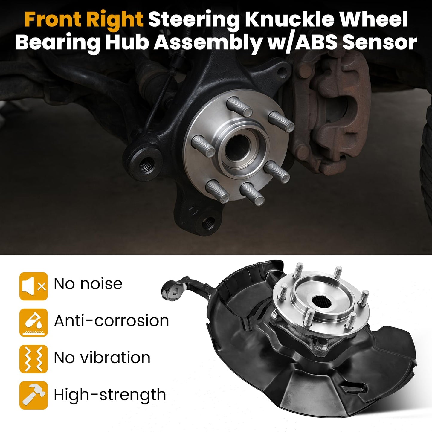 698-149 Front Steering Knuckle Wheel Bearing Hub Assembly Compatible with Toyota Tacoma 2.7L 3.5L 4.0L 4WD 2005-2023 Driver Spindle Knuckle assy w/ABS sensor replace for 43212-04060 43212-04050