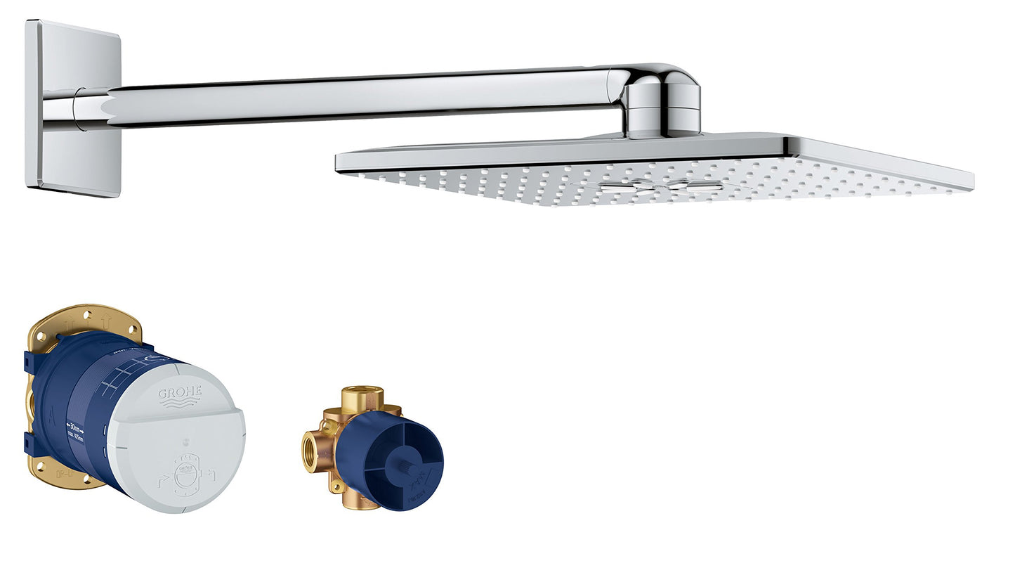 GROHE 26504000 Rain 310 Smart Active 2-Spray Cube Shower Head Set, Starlight Chrome