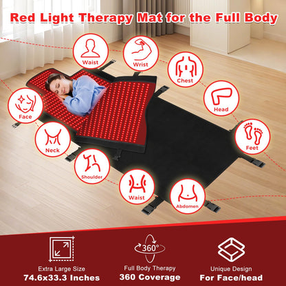 Full Body Red Light Therapy Mat, 2in1 LEDs (660nm& 850nm) Red Light Therapy Blanket, Premium Material, Adjustable Timer & Intensity (2570 LEDs) (2570 LEDs)