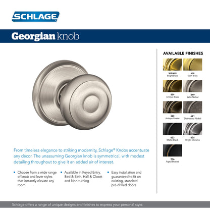 Schlage F40 V GEO 716 Georgian Door Knob, Bed & Bath Privacy Lock, Aged Bronze