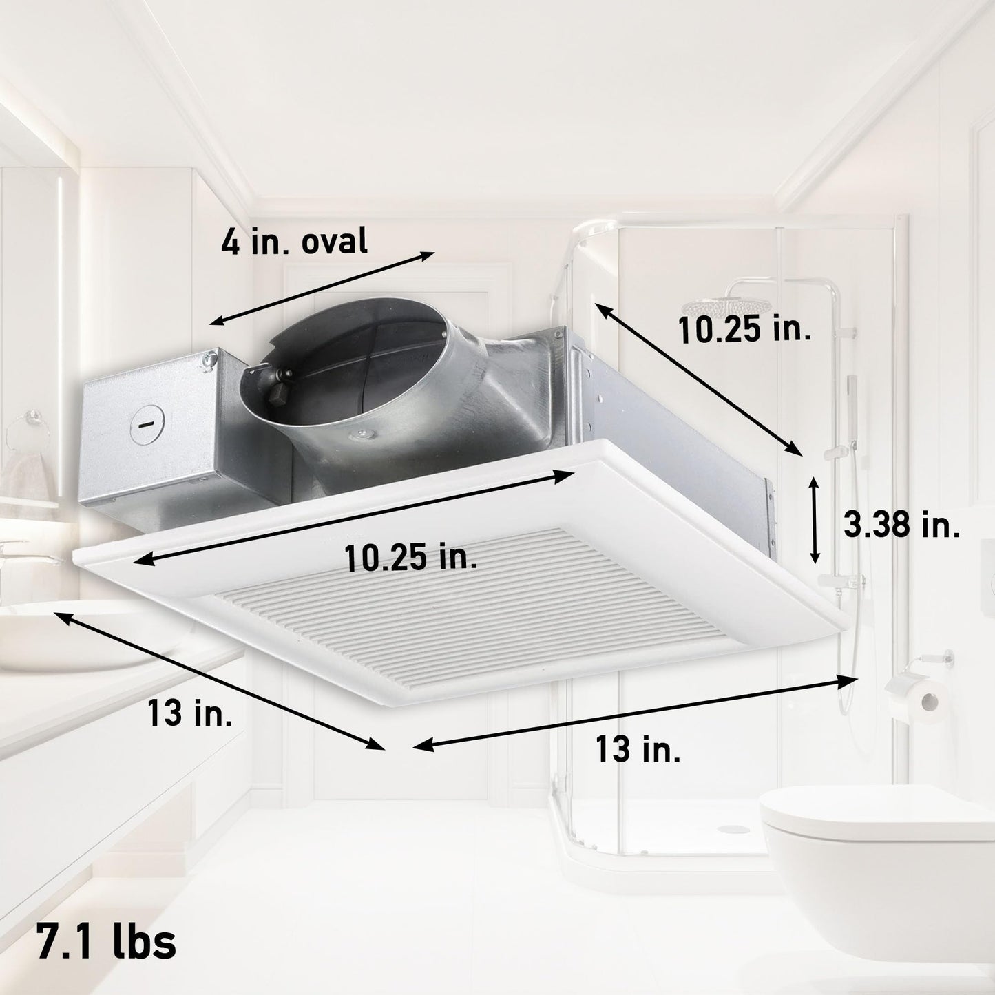 Panasonic WhisperValue Ceiling/Wall Mount Bathroom Exhaust Fan, 50-80-100 CFM, FV-0510VS1