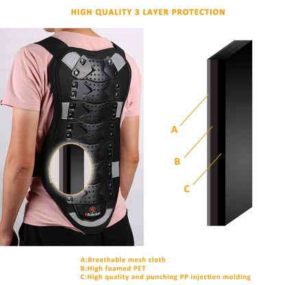 Dirt Bike Chest Protector Motocross Body Armor Vest, Motorcycle Gear for Men Off-Road Racing Body Armor Reflective Vest (Black, Large)