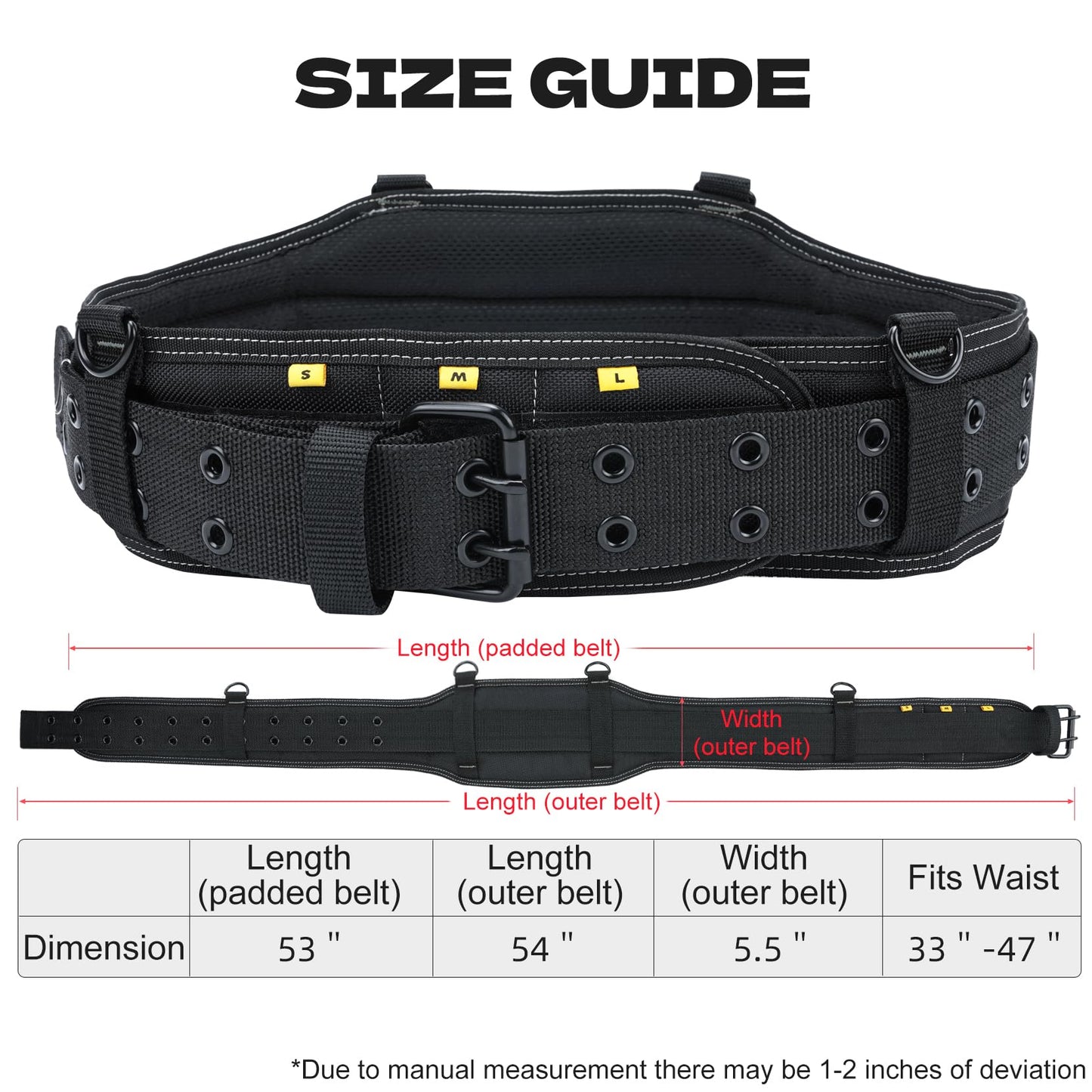 MELOTOUGH Carpenters Tool Belt with Suspenders Professional Tool Belt Combo Organizer With Tool Pouch Suspenders with 32 Pockets and Loops fits 32"-50"Waist for Electrican/Contractor/Technican/(Black)