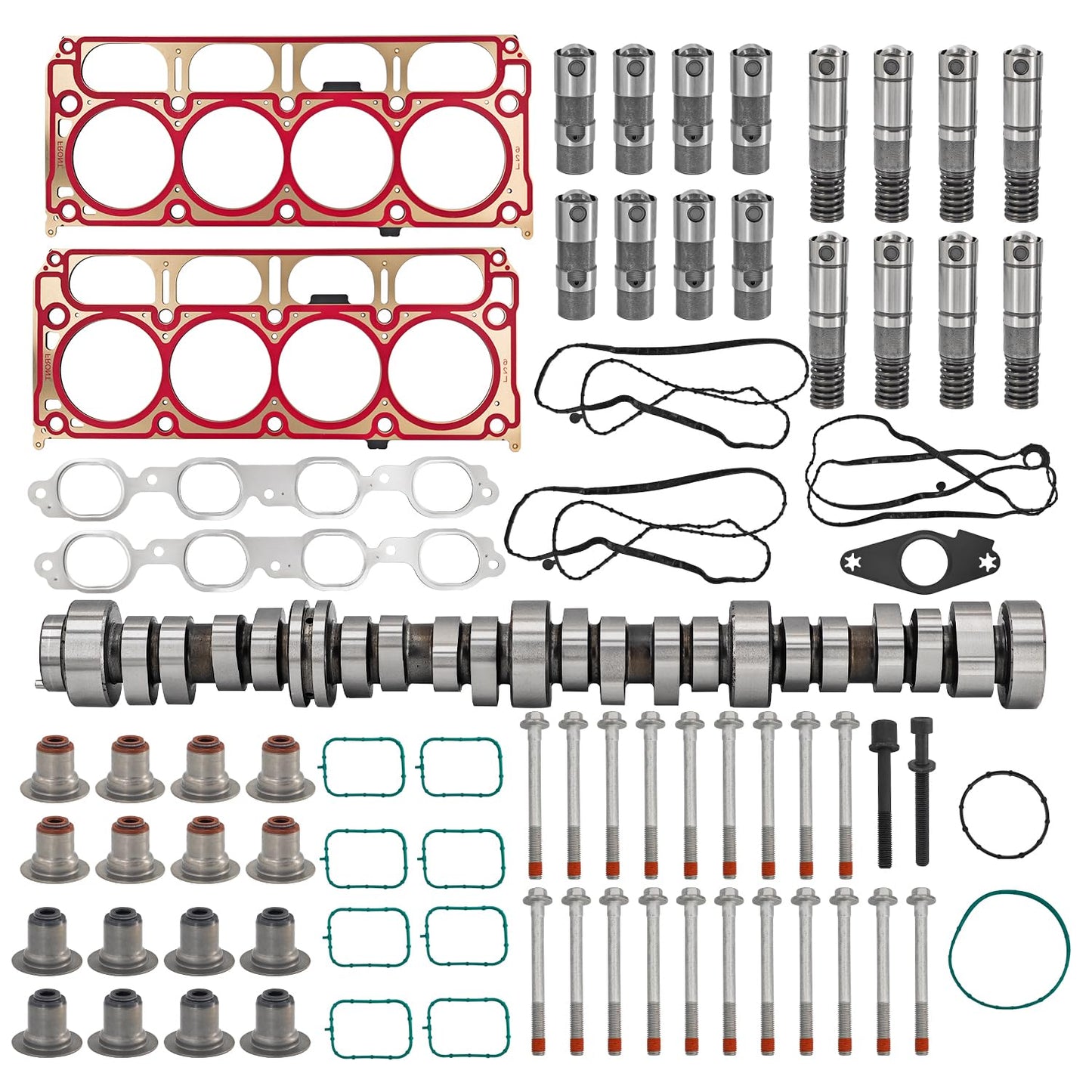 Raodelupe LT 6.2L GEN-5 AFM Engine Rebuild Kit W/12629512 Camshaft 8*AFM Lifters 8*LS7 Style Lifters Head Gasket Kit Bolts Compatible with Chevy 6.2L LT Gen5 L86 L87 2014-2020