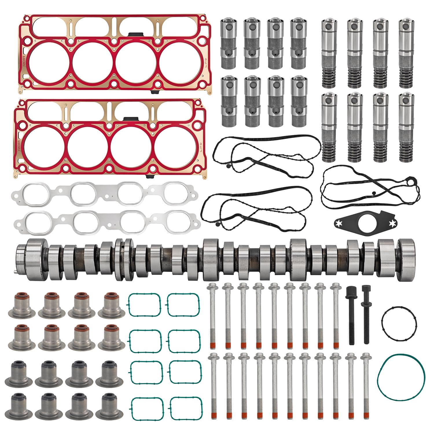 Raodelupe LT 6.2L GEN-5 AFM Engine Rebuild Kit W/12629512 Camshaft 8*AFM Lifters 8*LS7 Style Lifters Head Gasket Kit Bolts Compatible with Chevy 6.2L LT Gen5 L86 L87 2014-2020