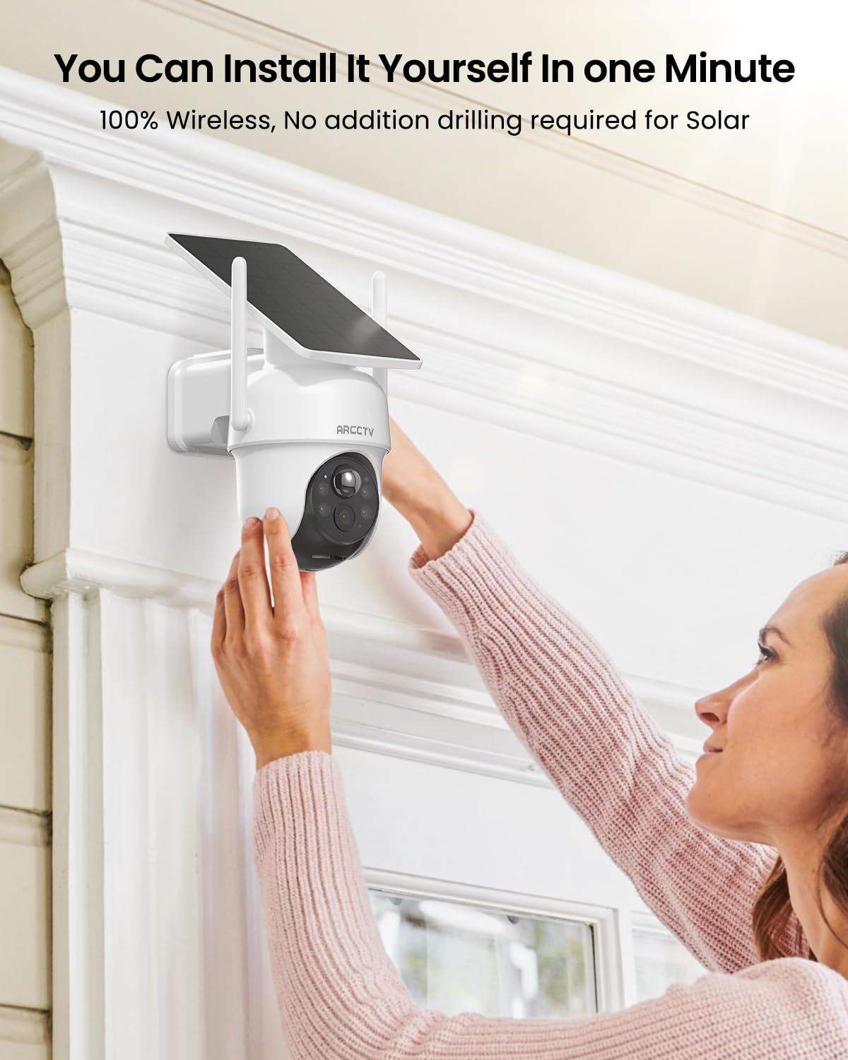 ARCCTV Security Cameras Wireless Outdoor, 4 Cam-Kit, 4MP Solar Security Camera Wireless System with 360Â° Pan & Tilt, HD Color Night Vision, Motion Detection, 64GB Memory Card, No Monthly Fee