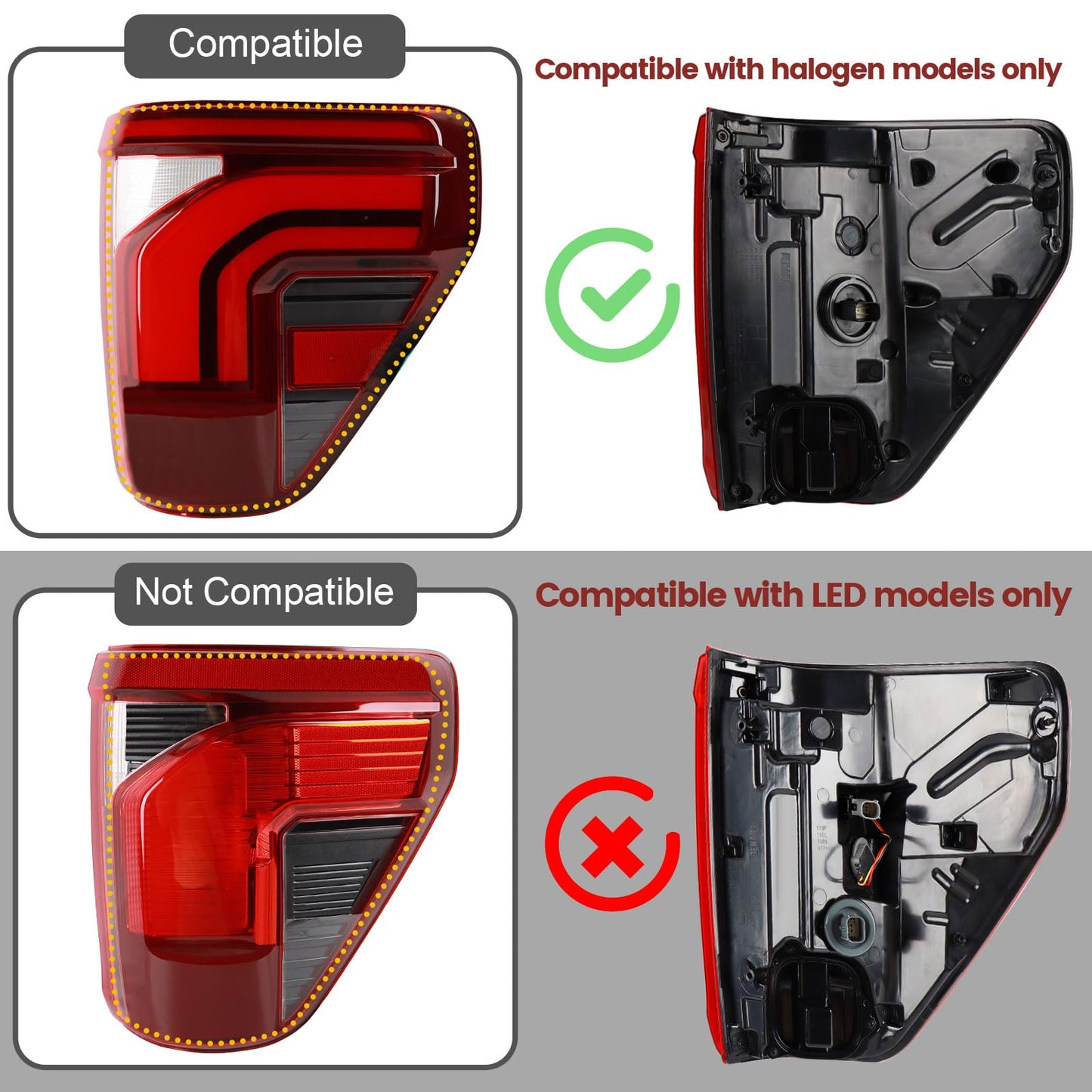 LED Tail lights W/Blind Spot Assembly Compatible with 2024 2025 Ford F150 King Ranch/Lariat/Limited/Platinum W/O Onboard Scales OE Style Rear Light Taillights Replacement for FO2819161 RL3Z13404B