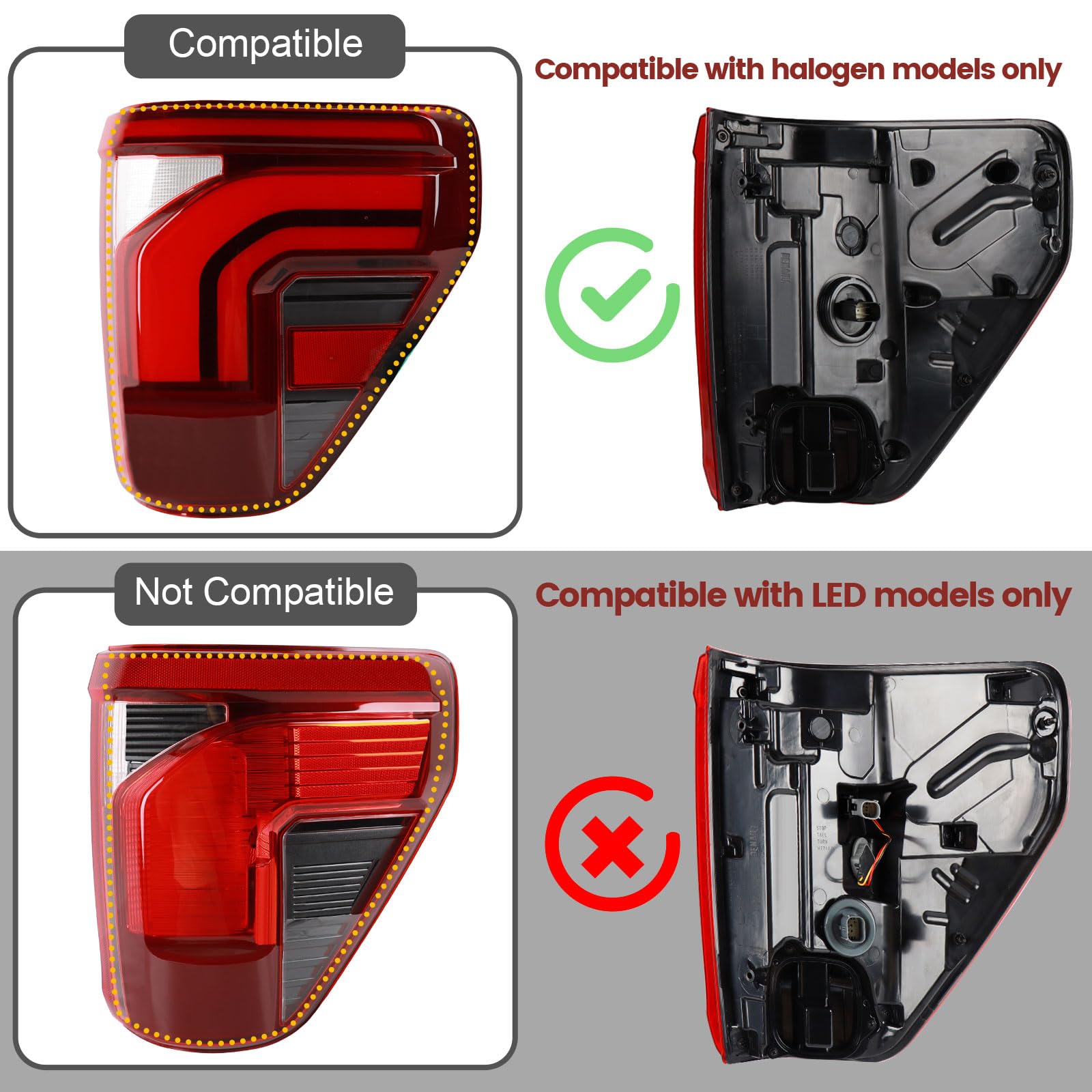 LED Tail lights W/Blind Spot Assembly Compatible with 2024 2025 Ford F150 King Ranch/Lariat/Limited/Platinum W/O Onboard Scales OE Style Rear Light Taillights Replacement for FO2819161 RL3Z13404B