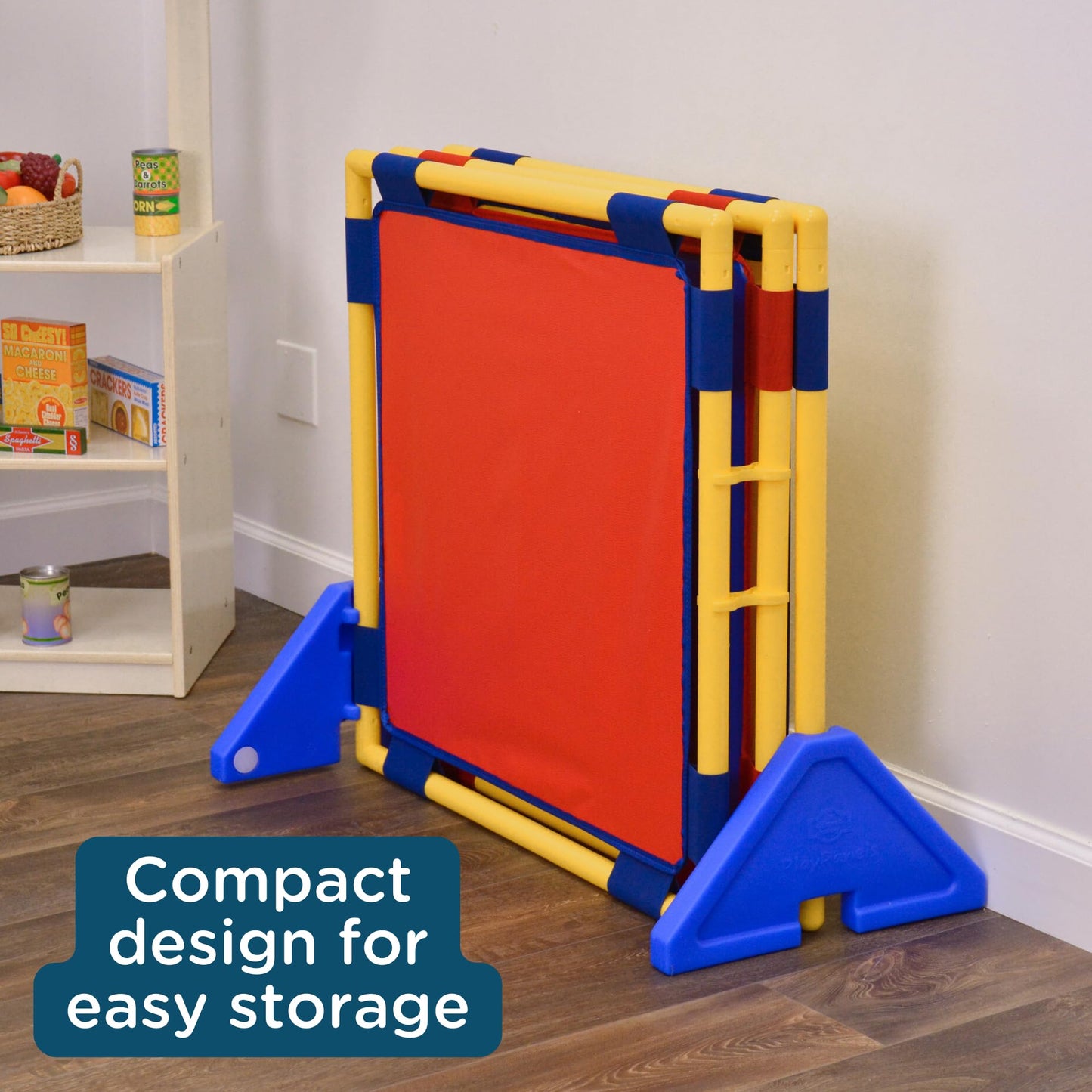 Children's Factory Square PlayPanel - Set of 3, Kids Room Divider, Classroom Privacy Screen, Cantilever Feet Included, Rainbow