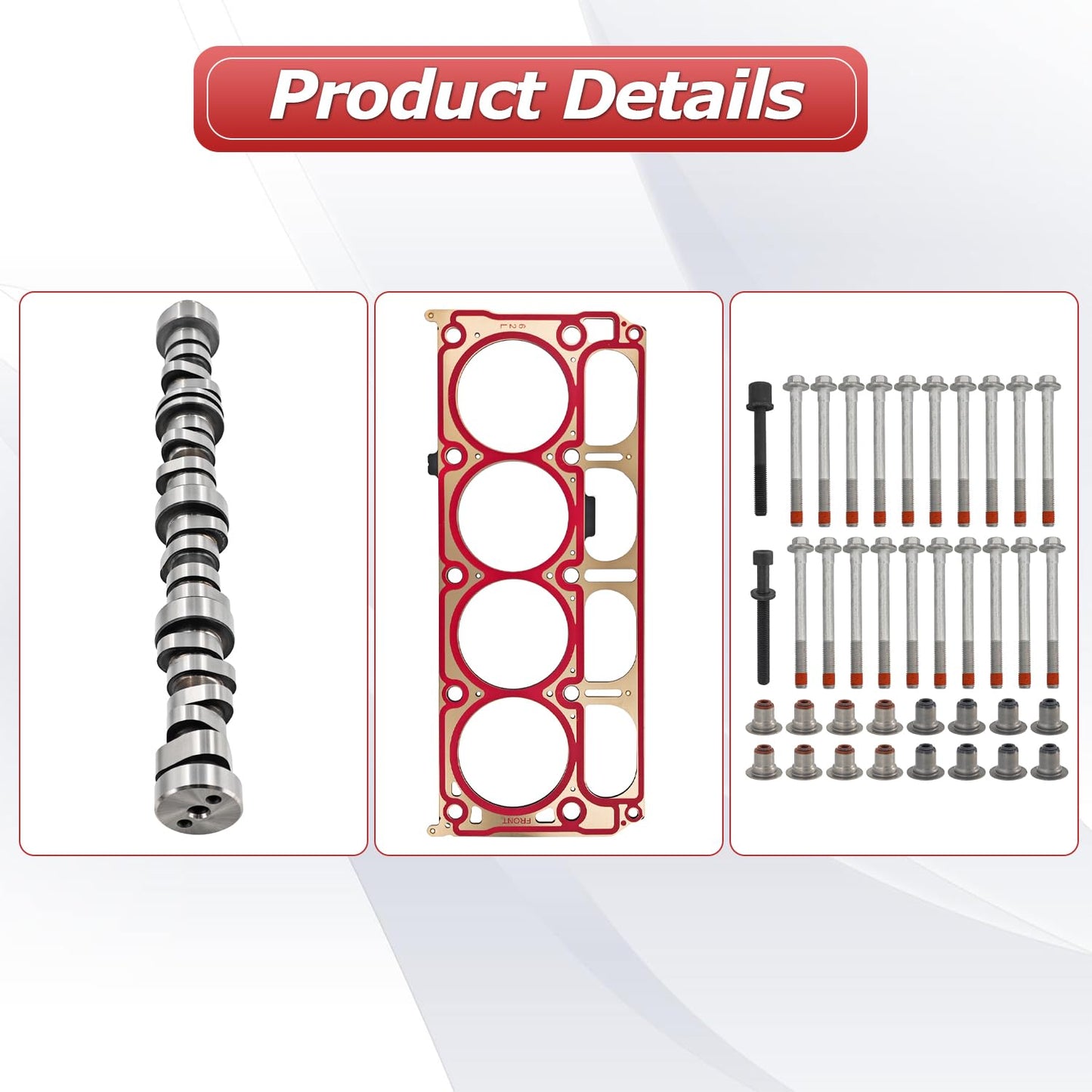 Raodelupe LT 6.2L GEN-5 AFM Engine Rebuild Kit W/12629512 Camshaft 8*AFM Lifters 8*LS7 Style Lifters Head Gasket Kit Bolts Compatible with Chevy 6.2L LT Gen5 L86 L87 2014-2020