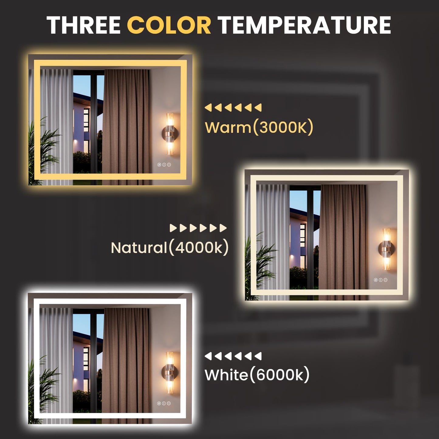 LOAAO 39.4"x31.5" LED Mirror for Bathroom, Lighted Bathroom Mirror with Lights, Anti-Fog, Dimmable, Memory Function, Easy to Install, Clear Reflection