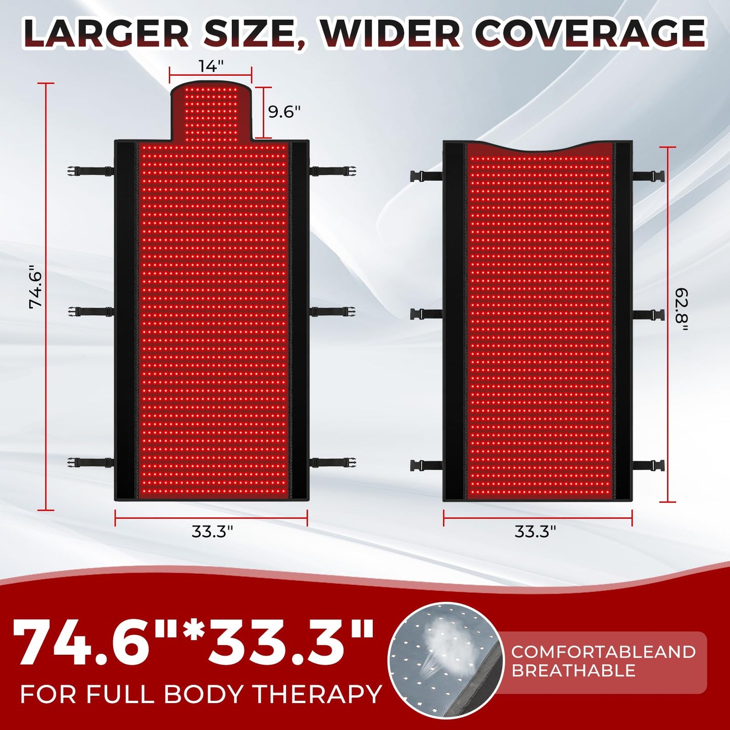 Full Body Red Light Therapy Mat, 2in1 LEDs (660nm& 850nm) Red Light Therapy Blanket, Premium Material, Adjustable Timer & Intensity (2570 LEDs) (2570 LEDs)