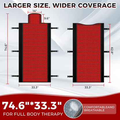 Full Body Red Light Therapy Mat, 2in1 LEDs (660nm& 850nm) Red Light Therapy Blanket, Premium Material, Adjustable Timer & Intensity (2570 LEDs) (2570 LEDs)