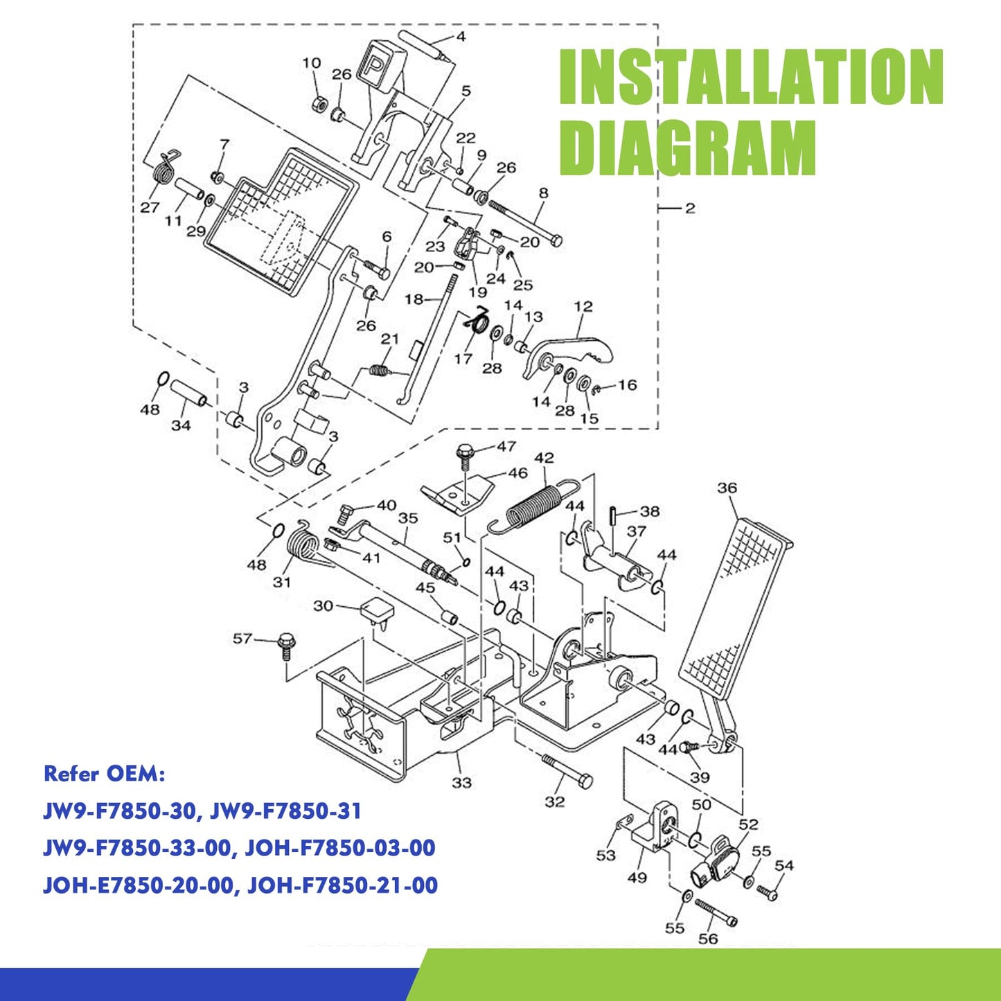 Panglong Golf Cart Electric Brake Pedal Assembly Dual Brake Cable,Suitable for Yamaha 2014-Up Golf Cart,OEM JW9-F7850-30,JW9-F7850-31,JW9-F7850-33-00,JOH-F7850-03-00,JOH-E7850-20-00,TOH-F7850-21-00