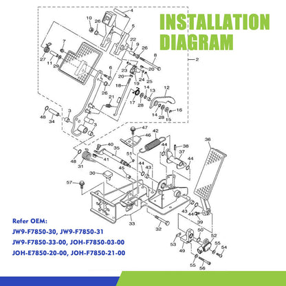 Panglong Golf Cart Electric Brake Pedal Assembly Dual Brake Cable,Suitable for Yamaha 2014-Up Golf Cart,OEM JW9-F7850-30,JW9-F7850-31,JW9-F7850-33-00,JOH-F7850-03-00,JOH-E7850-20-00,TOH-F7850-21-00