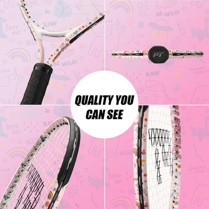PickleTech Kids Tennis Racket - Toddler Tennis Racket, 17-25 inch Youth Tennis Racquet for Ages 2-12, Unicorn Designs for Boys & Girls, Perfect for Beginners