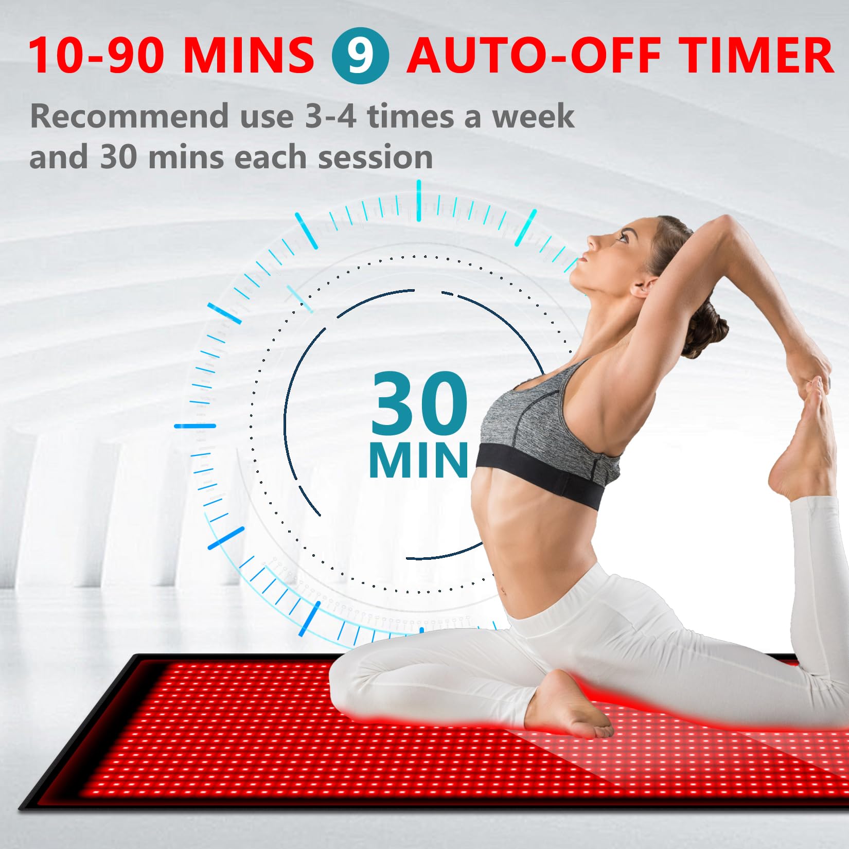 84.6'' X 33.5'' LED 1400pcs 660nm Red Light Therapy Mat 850nm Near Infrared Light Therapy Devices 3 Modes & 9 Timer, Extra Large Red Light Therapy Pads Blanket for Whole Full Body, Pain Relief