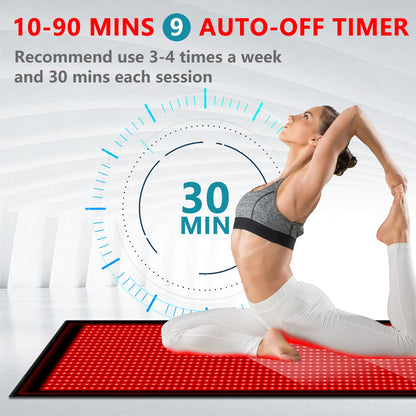 84.6'' X 33.5'' LED 1400pcs 660nm Red Light Therapy Mat 850nm Near Infrared Light Therapy Devices 3 Modes & 9 Timer, Extra Large Red Light Therapy Pads Blanket for Whole Full Body, Pain Relief