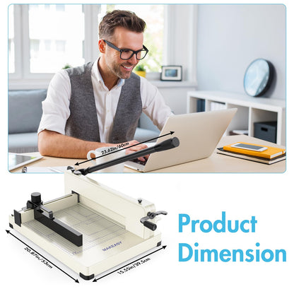 Paper Cutter 12 Inch, Heavy Duty Paper Cutter for A4 Paper, Guillotine Paper Cutter 400 Sheet Capacity, Solid Steel Construction, Beige