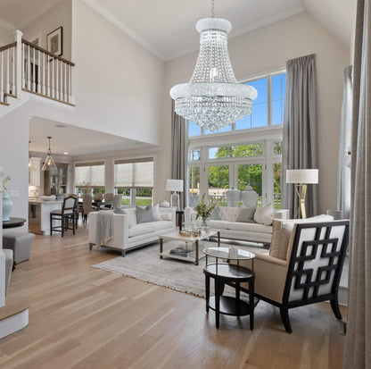 chandiry 12 Lights Chrome Finish Empire Crystal Chandelier Lighting for Dining Room Living Room Foyer Hallway Bedroom Entryway (Dia 22'')