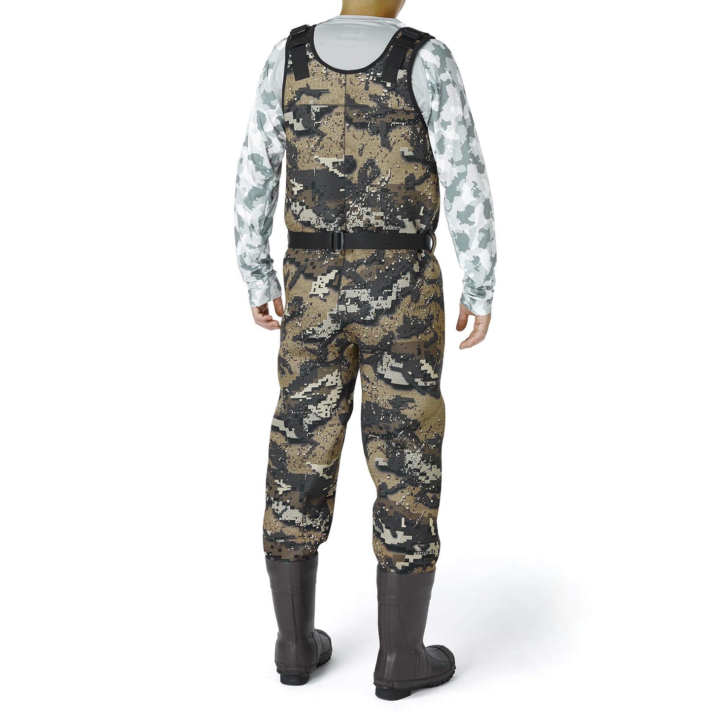 BASSDASH Bare Camo Neoprene Chest Fishing Hunting Waders for Men with 600 Grams Insulated Rubber Bootfoot