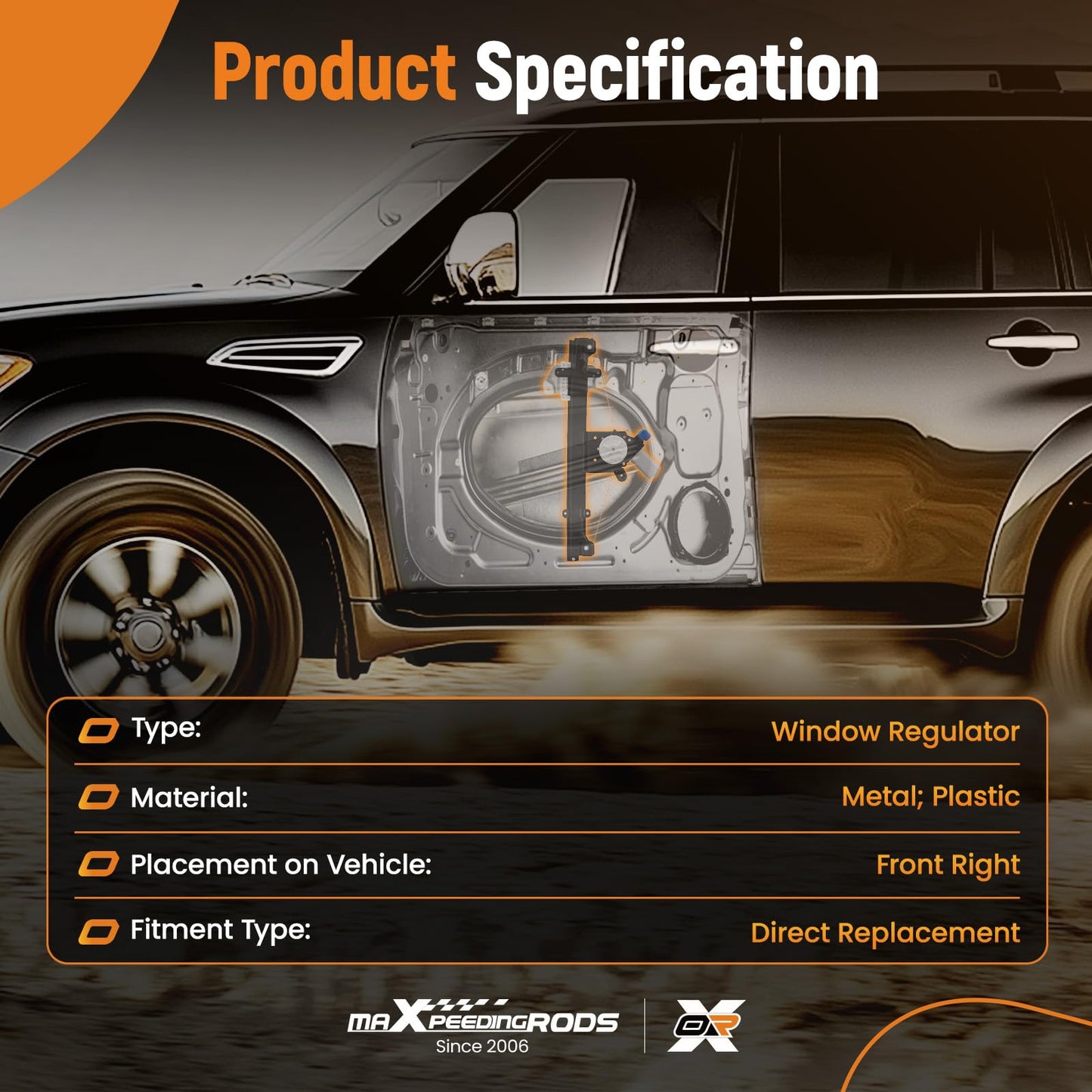 maXpeedingrods Window Regulator & Motor Front Right for Nissan Sentra Sedan 2013-2019 1.8L 1.6L