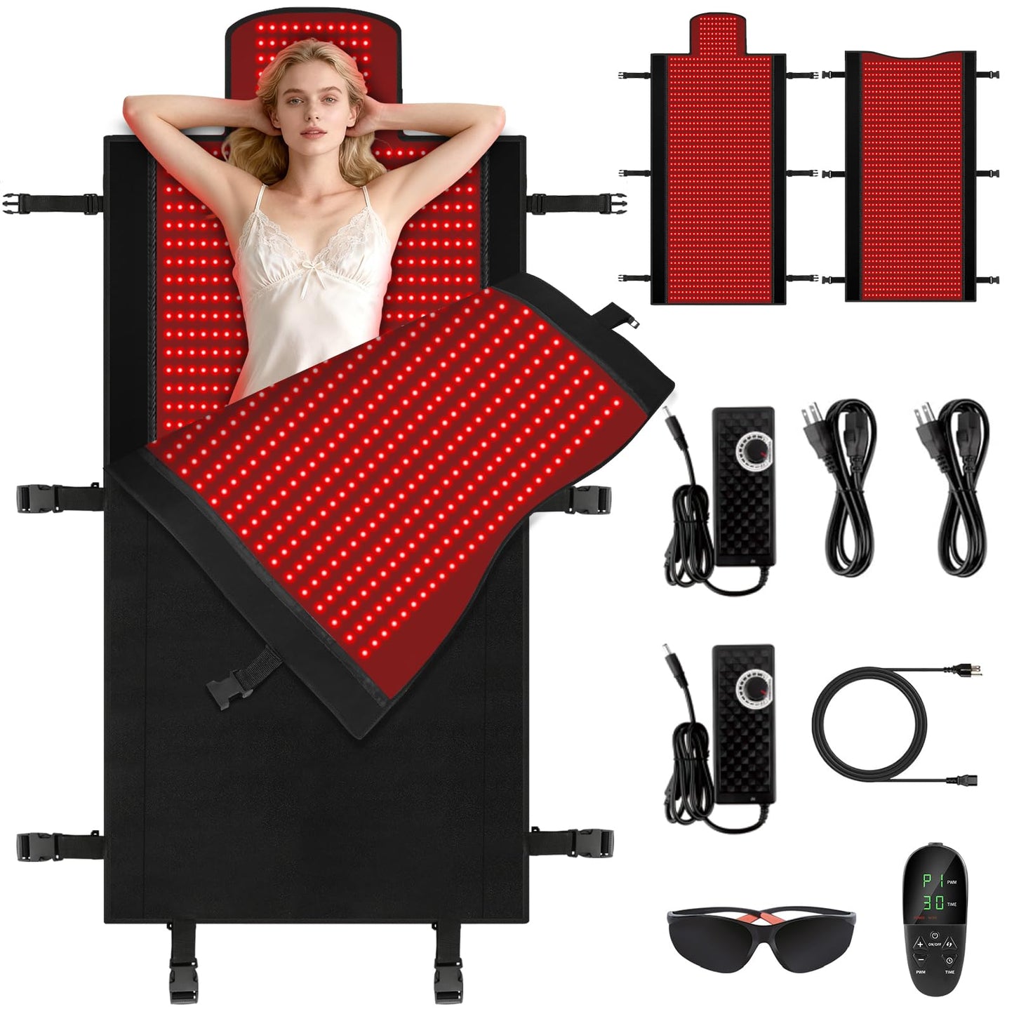 Full Body Red Light Therapy Mat, 2in1 LEDs (660nm& 850nm) Red Light Therapy Blanket, Premium Material, Adjustable Timer & Intensity (2570 LEDs) (2570 LEDs)