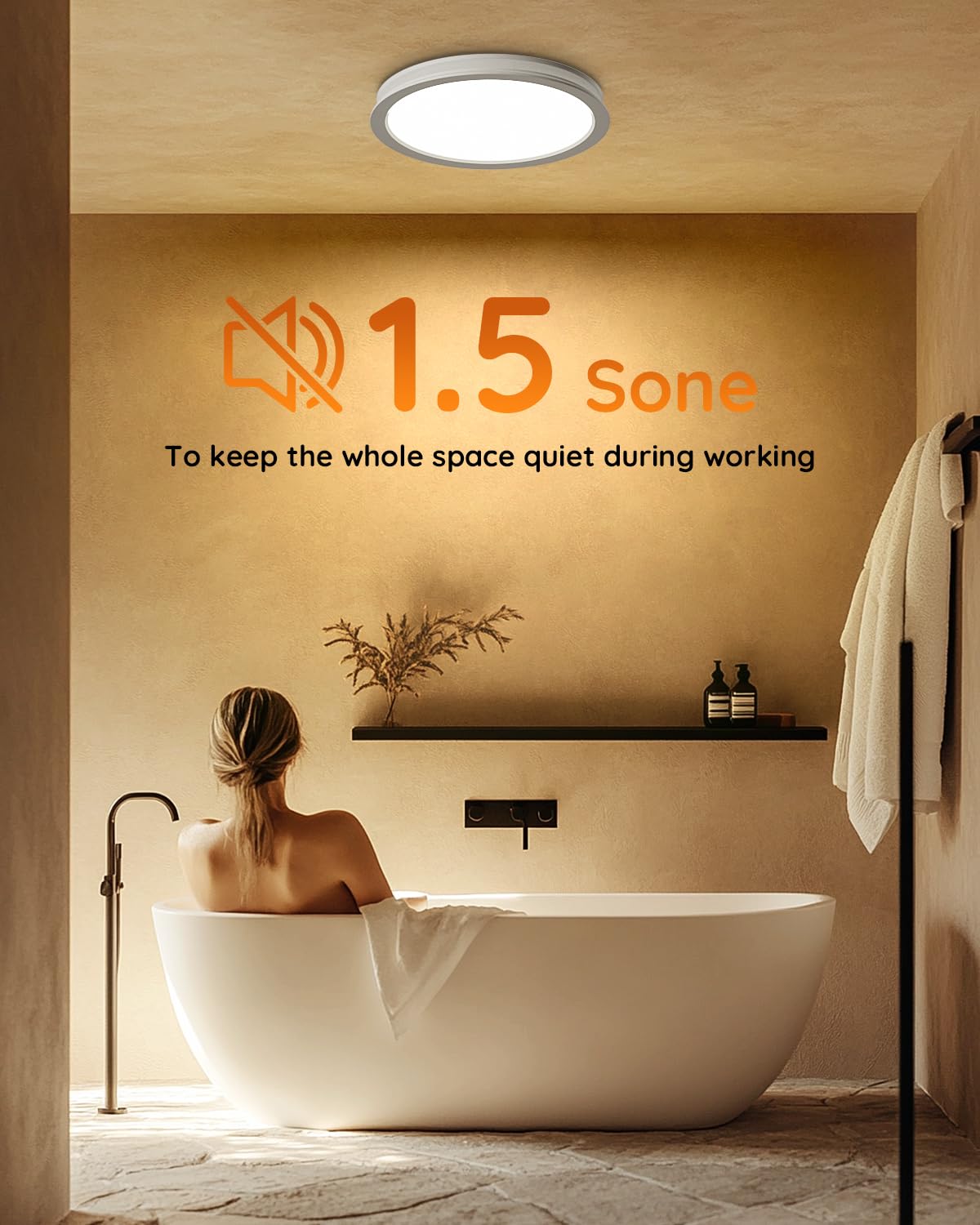 Fitop Bathroom Exhaust Fan with Light,130 CFM 47W Ceiling Mount Shower Ventilation Exhaust Fan, 1.5Sones Bathroom Vent Fan with Light, Fan 1100LM LED Light 3000K/4000K/5000K