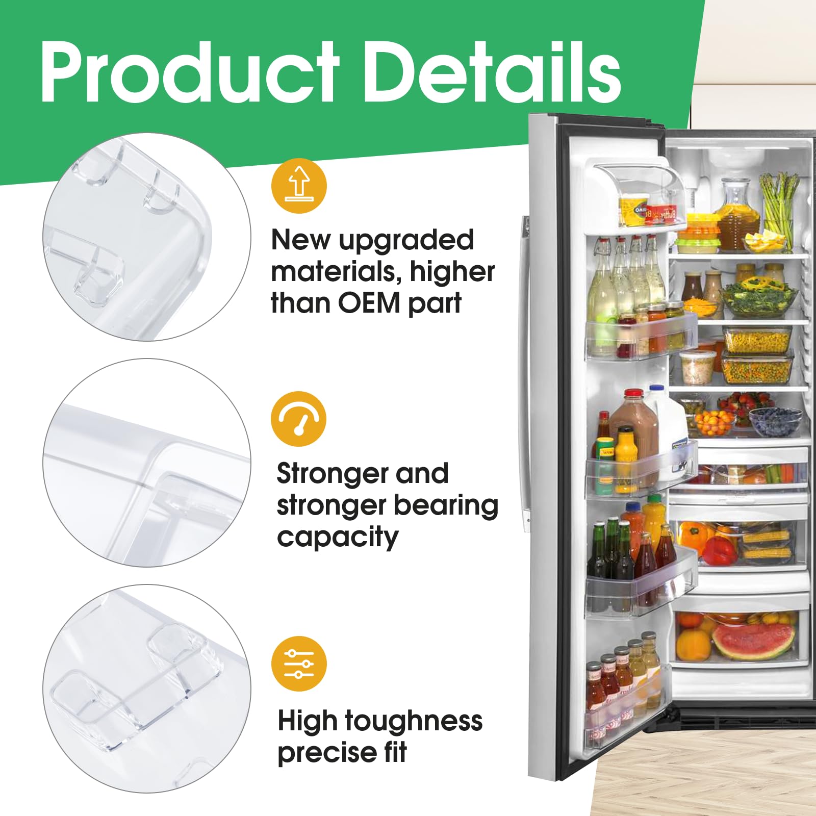 2025 Upgraded WR71X38318 Refrigerator Door Shelf Bin for GE, Replacement Part WR71X24428 4975917 AP7175677 PS16619590 EAP16619590