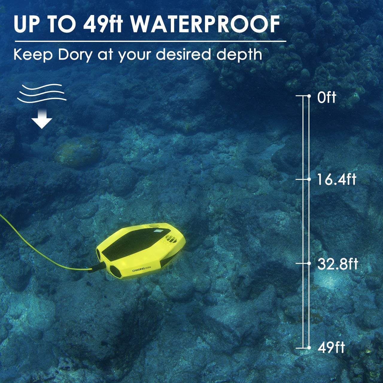 CHASING Dory Underwater Drone - 1080p Full HD Underwater Drone with Camera for Real Time Viewing, APP Remote Control, Palm-Sized and Portable with Carrying Case, WiFi Buoy and 49 ft Tether, ROV
