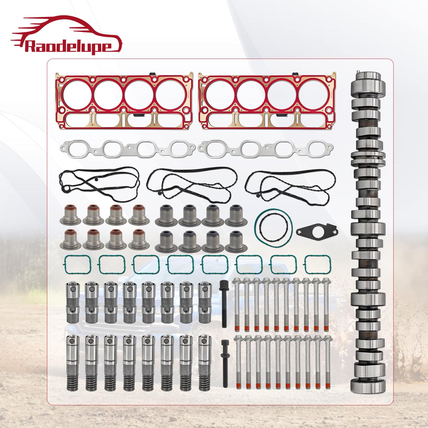 Raodelupe LT 6.2L GEN-5 AFM Engine Rebuild Kit W/12629512 Camshaft 8*AFM Lifters 8*LS7 Style Lifters Head Gasket Kit Bolts Compatible with Chevy 6.2L LT Gen5 L86 L87 2014-2020