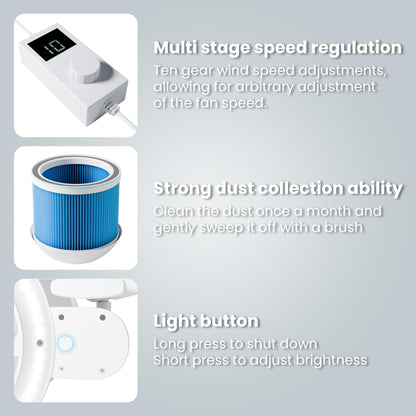 Gelpal 80W Industrial Nail Dust Collector, Adjustable 5000Pa Suction&3000lm Light,Comes With Two Replacement Filter And Universal Table Mount clamp, Low Noise Vacuum Fan for Polishing &Salon. (3000PA)