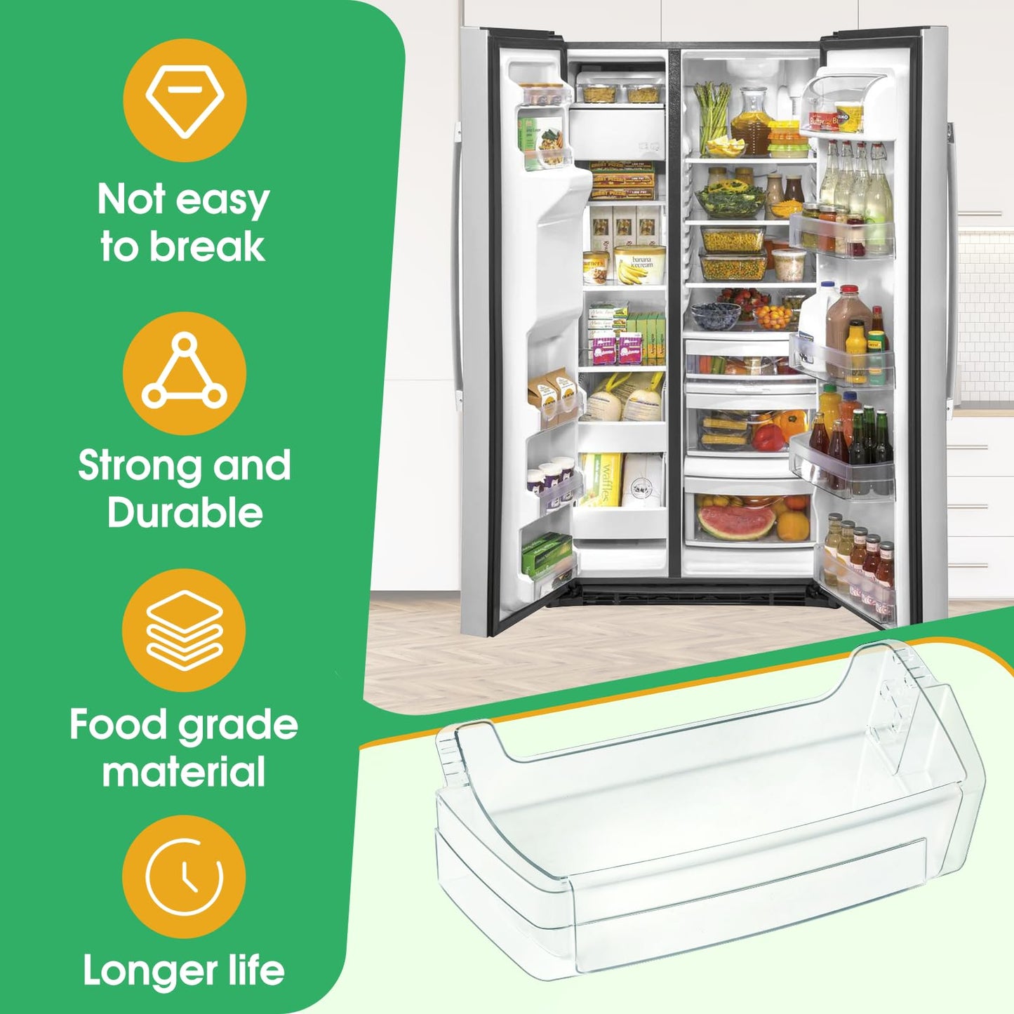 2025 Upgraded WR71X38318 Refrigerator Door Shelf Bin for GE, Replacement Part WR71X24428 4975917 AP7175677 PS16619590 EAP16619590