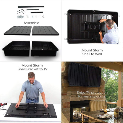 Storm Shell Outdoor TV Hard Cover Weatherproof Protection for Television - Mounts Right on The Wall - TV Wall Mounting Bracket Included … (45-55 inch), Black