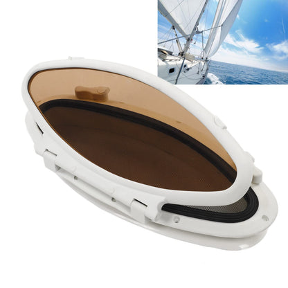 Marine Hatch Porthole Window, Oval Opening Portlight Window Anti Sturdy 470x210mm with Screen for Yacht