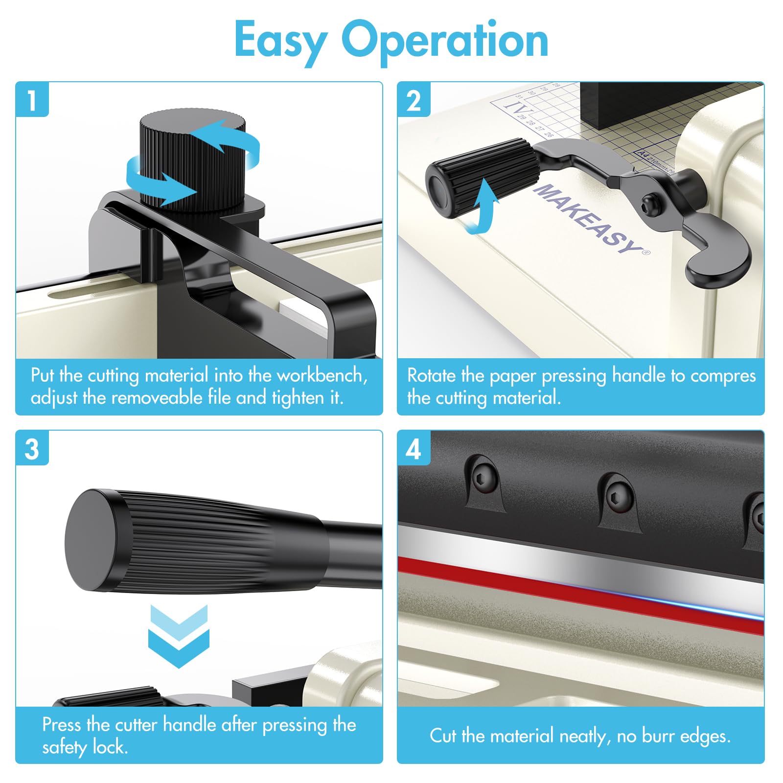 Paper Cutter 12 Inch, Heavy Duty Paper Cutter for A4 Paper, Guillotine Paper Cutter 400 Sheet Capacity, Solid Steel Construction, Beige