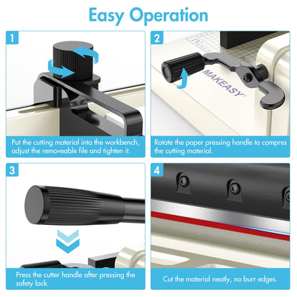 Paper Cutter 12 Inch, Heavy Duty Paper Cutter for A4 Paper, Guillotine Paper Cutter 400 Sheet Capacity, Solid Steel Construction, Beige