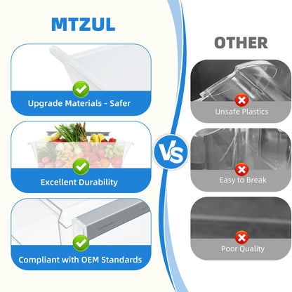 UPGRADED W11162443 Refrigerator Crisper Drawer Compatible with Whirlpool Crisper Drawer W11046494 Maytag Crisper Drawer Replacement WRS315SDHZ WRS321SDHZ WRS325SDHZ WRS315SDHM MSS25N4MKZ Upper Drawer