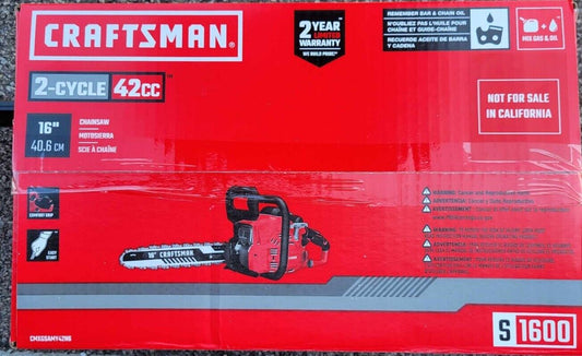 NEW - Craftsman S1600 CMXGSAMY42N6 42cc 2-Cycle 16" Gas Chainsaw