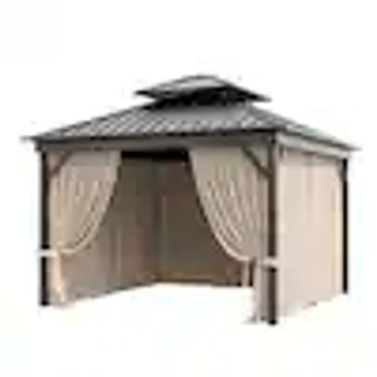 Kimunuk Outdoor Privacy Curtains - 10 ft x 10 ft, Universal, with Zipper, Khaki