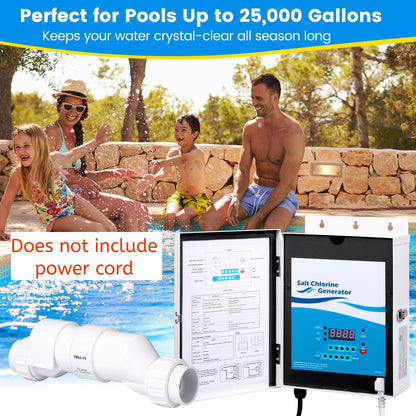 Ecoraiser Saltwater Pool Chlorine Generator Cell, Low Maintenance & Energy Efficient Pool Saltwater System for Above Ground &Inground Pools Up to 25,000 Gallons, Cell Salt 11