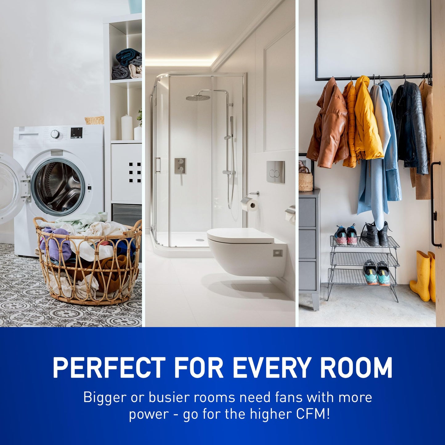 Panasonic WhisperValue Ceiling/Wall Mount Bathroom Exhaust Fan, 50-80-100 CFM, FV-0510VS1