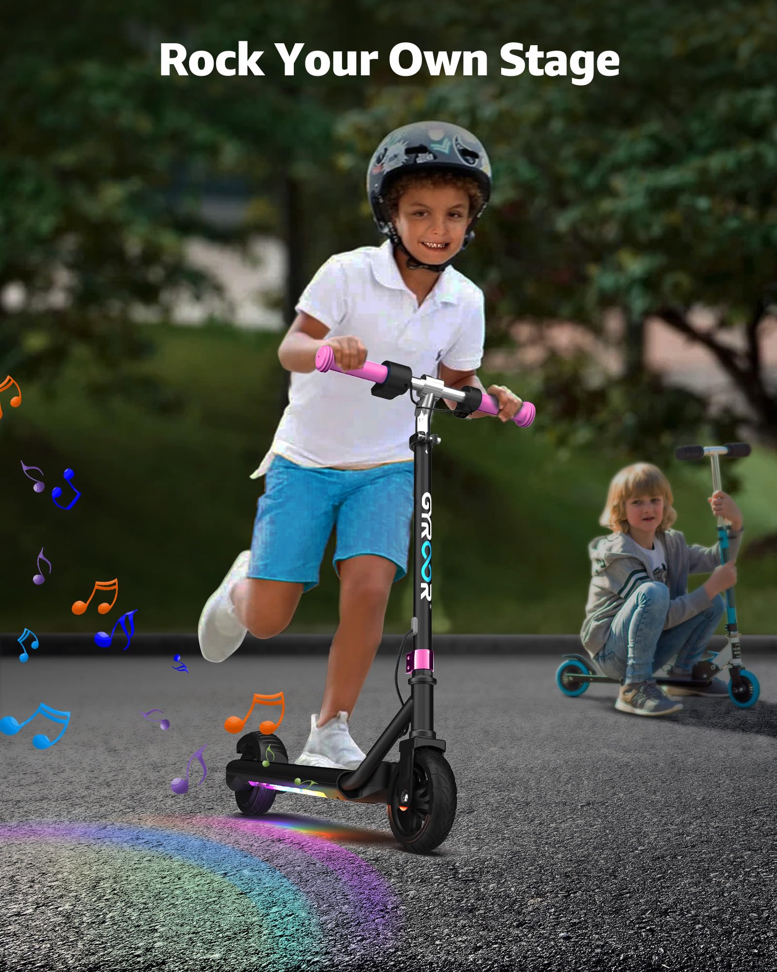 Gyroor Electric Scooter for Kids, E-Throttle 150W Motor LED Display, H30Max-Pink