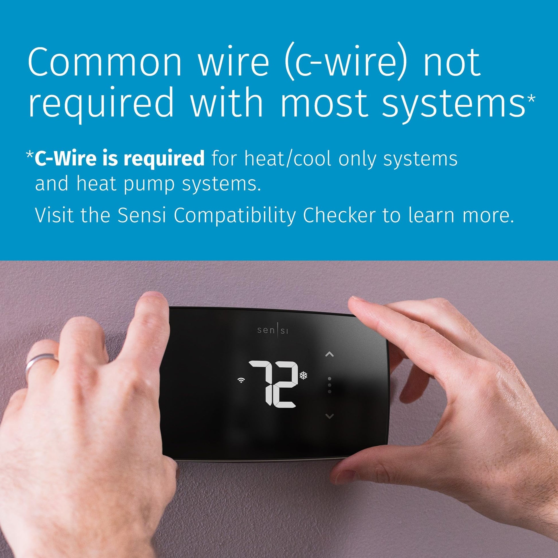 Sensi Lite Smart Thermostat, Data Privacy, Programmable, Wi-Fi, Easy DIY, Works With Alexa, Energy Star Certified, ST25, Most Systems C-Wire Not Required, Except On Heat/Cool Only and Heat Pump System