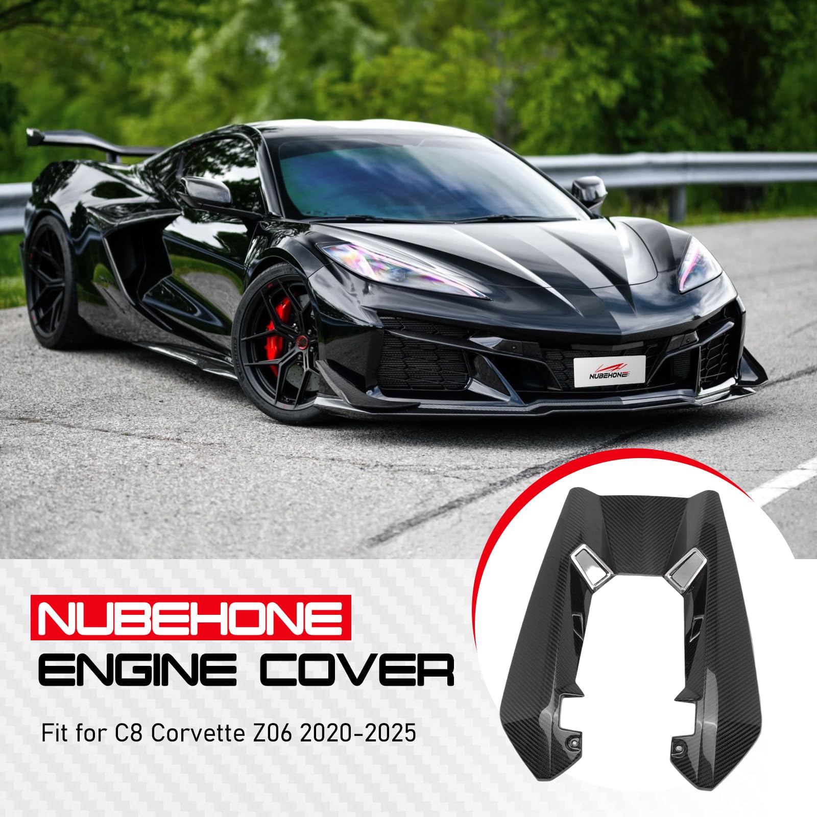100% Carbon Fiber C8 Engine Cover Compatible with 2020-2025 Corvette C8 Z06, GM Factory Style Engine Hood Cover