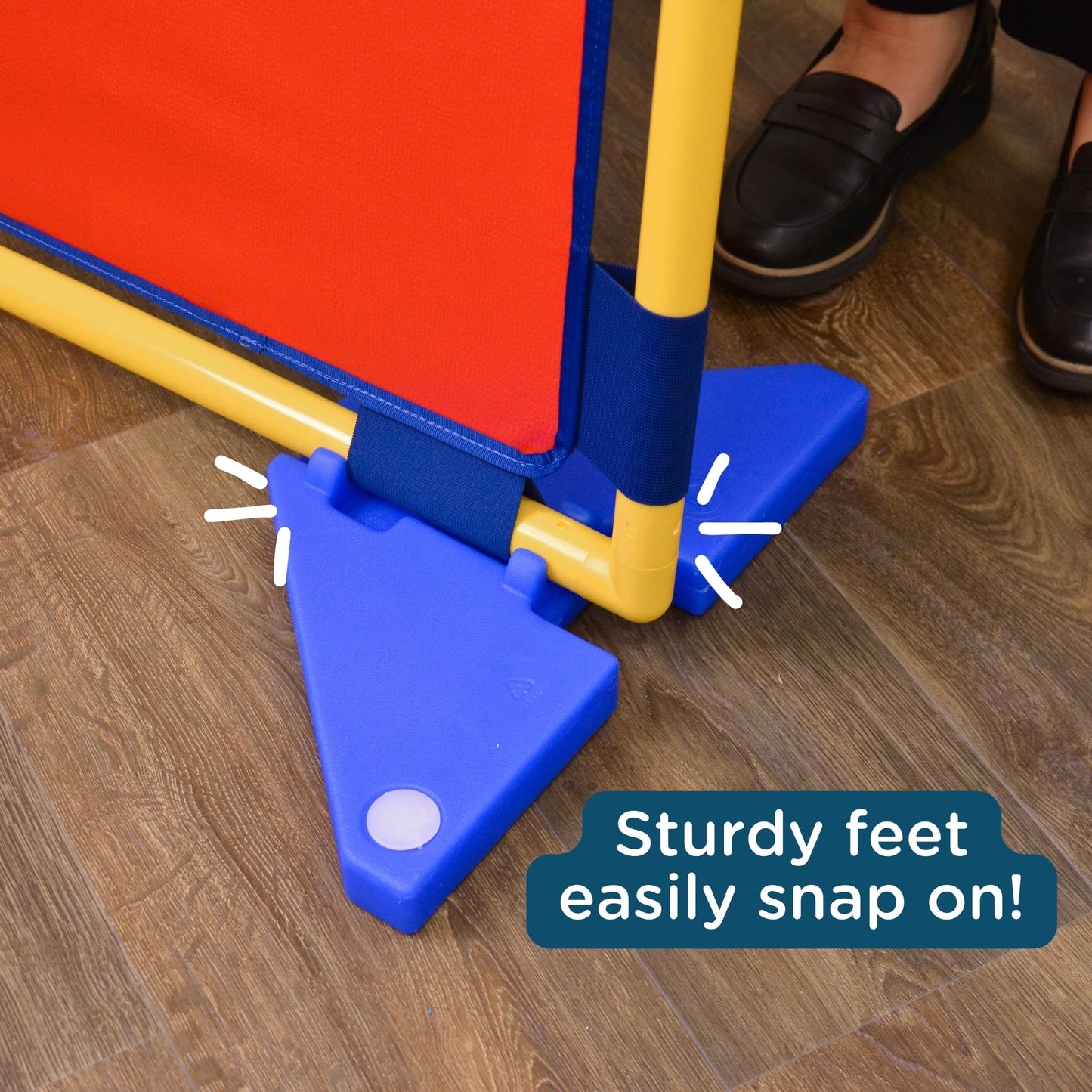 Children's Factory Square PlayPanel - Set of 3, Kids Room Divider, Classroom Privacy Screen, Cantilever Feet Included, Rainbow