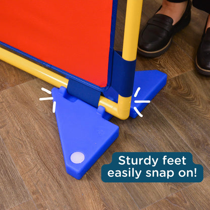 Children's Factory Square PlayPanel - Set of 3, Kids Room Divider, Classroom Privacy Screen, Cantilever Feet Included, Rainbow