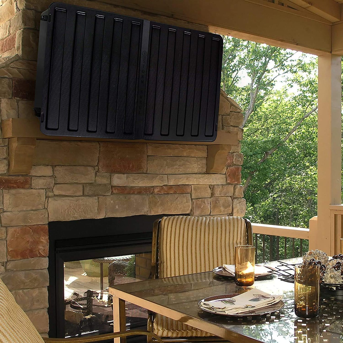 Storm Shell Outdoor TV Hard Cover Weatherproof Protection for Television - Mounts Right on The Wall - TV Wall Mounting Bracket Included … (45-55 inch), Black